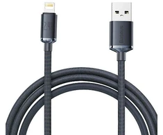 Baseus Crystal Shine Lightning USB-A Cable 2.4A 2m / juodas