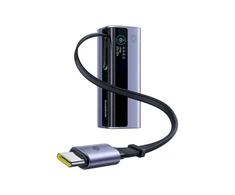 LiPo išorinis akumuliatorius (Powerbank) 20000mAh 145W, su įmontuotu USB-C kabeliu, USB-A, USB-C pilkas EnerGeek GR11 BASEUS
