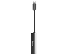 Dėklas Baseusas Baseus L52 garso adapteris iš Lightning į 3.5mm ir 2x Lightning - juodas