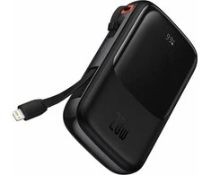 Powerbank 10000mAh 20W Baseus Qpow Pro Overseas Edition + USB C 3A kabelis - juodos spalvos
