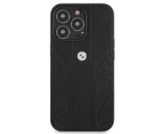 Dėklas BMW BMHCP13XRSPPK iPhone 13 Pro Max 6.7 quot;juodas / juodas kietas dėklas, odos kreivė perforuotas