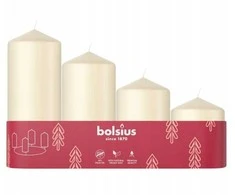 Cilindrinių žvakių rinkinys BOLSIUS, baltos spalvos, 4 vnt