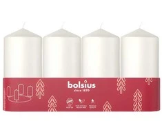 Bolsius Cylinder Candles 4pcs 100x48mm Baltas