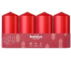Bolsius Cylinder Candles 4pcs 100x48mm Raudona