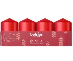 Bolsius Cylinder Candles 4pcs 60x40mm Raudona
