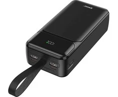 BWOO 65W nešiojamas įkroviklis, 30000 mAh, 2 x USB-A, 1 x C tipo, su juodu LCD ekranu