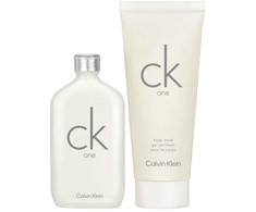 Set Calvin Klein: CK One Eau De Toilette Unisex, 50 ml + CK One Kūno prausiklis For Hair &amp; Body, 100 ml