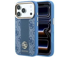 Dėklas Guess Case for IPHONE 18 Pro Max/17 Pro Max compatible with MagSafe (Stripe Round and Classic Logos 4G) light mėlynas