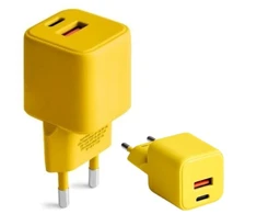 COLORUM sieninis įkroviklis USB-A + USB-C PD 30W CLS30-AC-05 xYellow