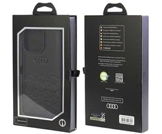 Audi GT Synthetic Leather Apple iPhone 15 Pro Max 6.7″ juodos spalvos kietas dėklas AU-TPUPCIP15PM-GT/D2-BK