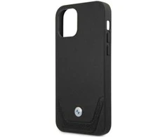 BMW BMHCP12LRSWPK Apple iPhone 12 Pro Max 6,7″ juodos spalvos kietas dėklas Leather Perforate