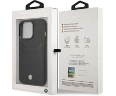 BMW BMHCP14X22RSEPK dėklas Apple iPhone 14 Pro Max 6.7″ juodos spalvos juodos spalvos Leather Card Slot