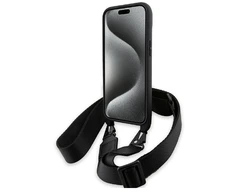 Dėklas BMW BMHCP15S23PSCCK Apple iPhone 15 / 14 / 13 6.1″ juodos spalvos hardcase M Edition Carbon Stripe & Strap