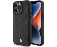 BMW Leather Diamond Pattern dėklas iPhone 15 Pro Max - juodas