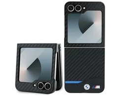 BMW M PU Carbon Mėlyna Line Samsung Galaxy Z Flip6 dėklas telefonui juodos spalvos