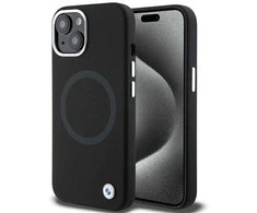 Dėklas BMW BMHMP15SSILBK2 Apple iPhone 15 14 13 6.1″ juodos spalvos Signature Liquid Silicone MagSafe