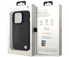 Dėklas BMW BMHCP15XSLLBK Apple iPhone 15 Pro Max 6.7"juodos spalvos Leather Hot Stamp