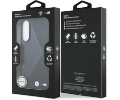 Dėklas BMW Leather Oversized Stripes MagSafe Samsung Galaxy S25 Edge juodos spalvos