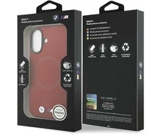 BMW M FW Metal Logo MagSafe dėklas skirtas Apple iPhone 17 raudonos spalvos