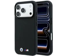 Dėklas BMW M Quadrille Kevlar Metal Logo MagSafe Case for iPhone 17 Pro / 18 Pro - Juodas