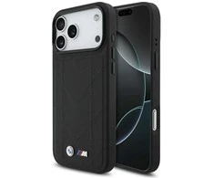 Dėklas BMW M Quilted Logo MagSafe Apple iPhone 17 Pro Max juodos spalvos