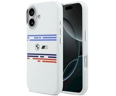 BMW M Silicon Horizontal Line MagSafe dėklas iPhone 17 baltos spalvos