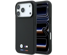 BMW M Quadrille Kevlar trispalvis &amp; Metalinis logotipas MagSafe dėklas iPhone 17 Pro Max / 18 Pro Max - Juodas
