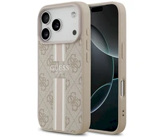 „Guess 4G“ dryžuotas „MagSafe“ dėklas, skirtas „iPhone 17 Pro“ – Rožinė