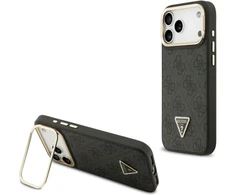 Dėklas Guess 4G PU Triangle Logo & Stand Camera Magsafe iPhone 17 Pro Max juodos spalvos
