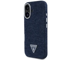 Guess Denim Triangle Logo MagSafe iPhone 16 Dėklas - Mėlyna