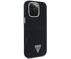 Dėklas Guess Denim Triangle Logo MagSafe iPhone 16 Pro Max Case - Juodas