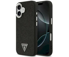 „Guess“ blizgantis trikampio formos logotipo „MagSafe“ dėklas, skirtas „iPhone 17“ – Juodas