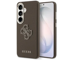 Guess PU 4G Resin Metal Logo dėklas skirtas Samsung Galaxy S26+ Brown
