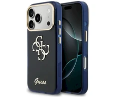 Guess IML 4G Script Metal Logo dėklas skirtas iPhone 17 Pro Mėlyna