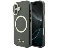 „Guess IML Script“ metalinis „MagSafe“ dėklas, skirtas „iPhone 17“ – Juodas