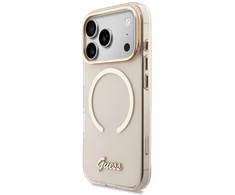 Dėklas Guess IML Script Metal MagSafe Case for iPhone 17 Pro - Rožinė
