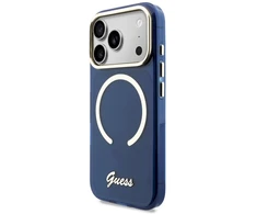 „Guess IML Script“ metalinis „MagSafe“ dėklas, skirtas „iPhone 17 Pro“ – Mėlyna