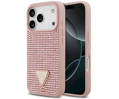 Dėklas Guess Rhinestone Triangle Logo for Apple iPhone 17 Pro pink