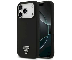 Dėklas Guess Silicone Triangle Logo MagSafe iPhone 17 Pro juodos spalvos