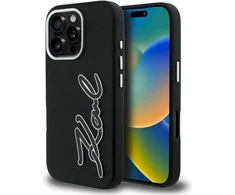 Dėklas Karl Lagerfeld FW Grained Signature Logo iPhone 16 Pro Case - Juodas