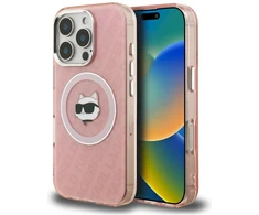 Dėklas Karl Lagerfeld IML Choupette Head Logo MagSafe Case for iPhone 16 Pro Max - Rožinė