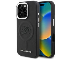 Karl Lagerfeld „MagSafe“ dėklas su inicialais ir metaliniu logotipu, skirtas „iPhone 16 Pro“ – Juodas