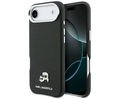 Karl Lagerfeld Karl &amp; Choupette Head Pins Saffiano MagSafe dėklas iPhone Air - Juodas