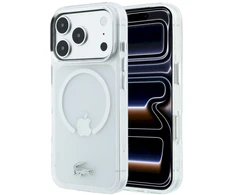 Lacoste IML Frosted Petit Pique Metal Logo MagSafe dėklas, skirtas iPhone 18 Pro Max, skaidrus