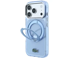 Dėklas Lacoste IML blizgus paviršius su žiediniu stovu MagSafe, skirtas iPhone 18 Pro Max / 17 Pro Max / mėlyna