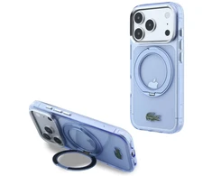 Dėklas Lacoste IML blizgus paviršius su žiediniu stovu MagSafe, skirtas iPhone 18 Pro Max / 17 Pro Max / mėlyna