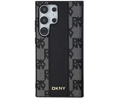 Samsung Galaxy S24 Ultra DKNY kietas odinis dėklas su languotu raštu ir MagSafe (DKHMS24LPCPVSLK) dėklas telefonui juodos spalvos