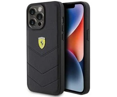 Ferrari FEHCP15XRDUK Apple iPhone 15 Pro Max 6.7″ juodos spalvos kietas dėklas Quilted Metal Logo