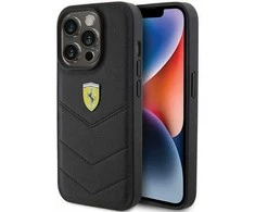 Ferrari FEHCP15LRDUK Apple iPhone 15 Pro 6.1″ juodos spalvos kietas dėklas Quilted Metal Logo