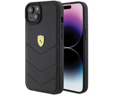 Ferrari FEHCP15MRDUK Apple iPhone 15 Plus / 14 Plus 6.7″ juodos spalvos kietas dėklas Quilted Metal Logo